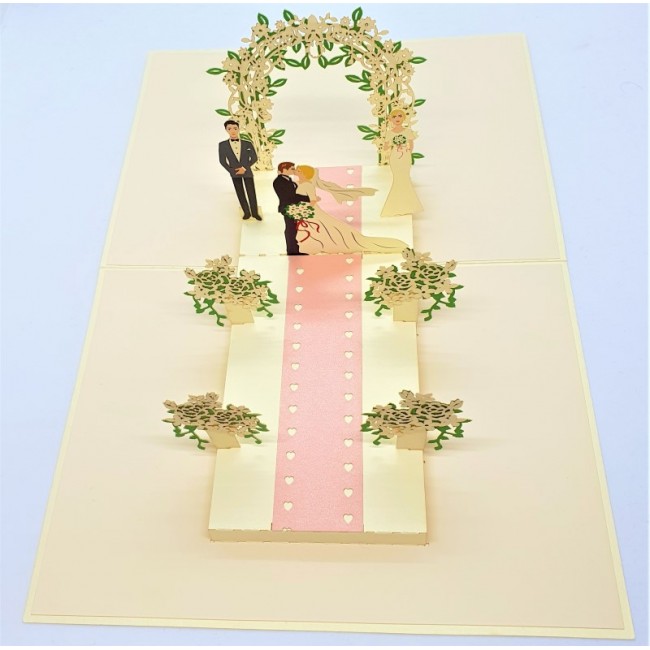 Handmade 3d Pop Up Wedding Card Wedding Gift Invitation Bride Groom Best Man Maid Of Honor Big Day Outdoor Garden Rose Flower Arch Love Kiss